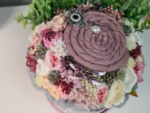 scarf and brooch bouquet